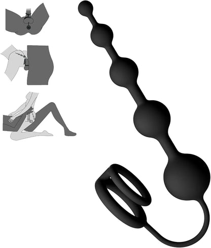 Silicone Graduated Anal Plug and Cock Ring Set for Couples