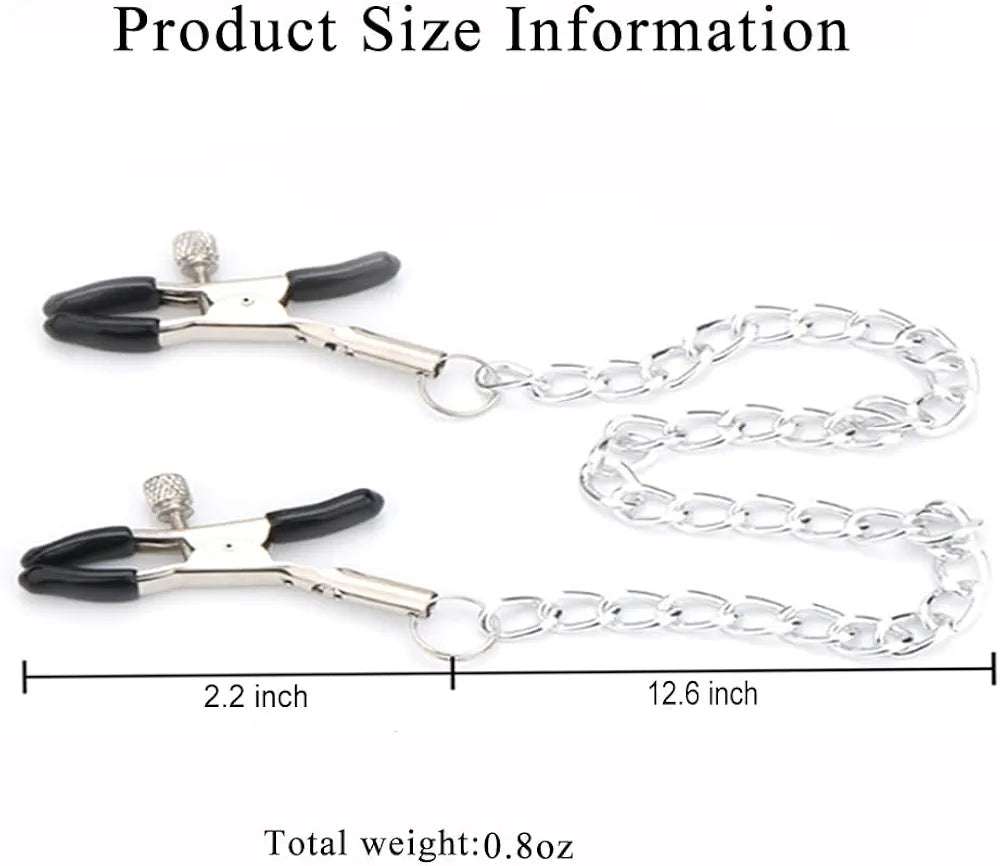 Adjustable Nipple Clamps with Chain for Couples Sensual Stimulation