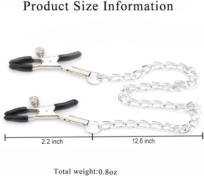Adjustable Nipple Clamps with Chain for Couples Sensual Stimulation