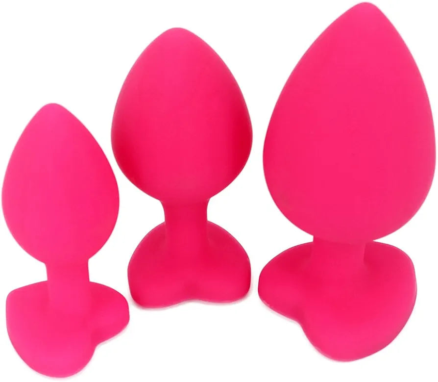 3-Piece Heart-Shaped Jeweled Silicone Butt Plug Training Set