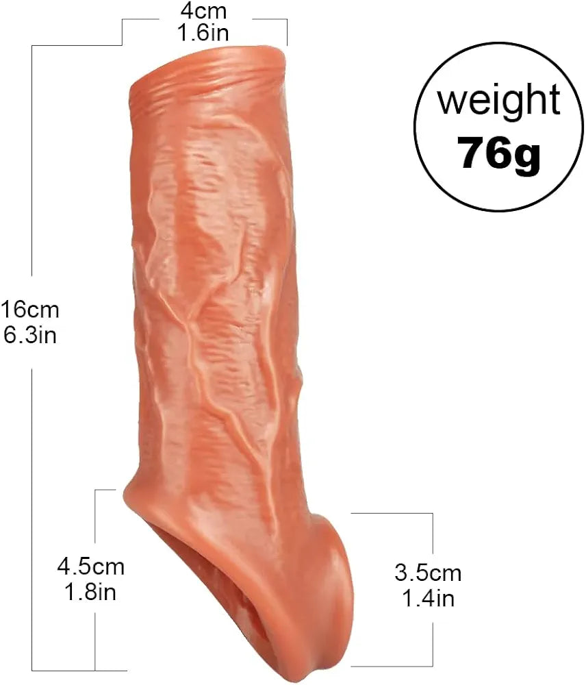 Realistic Silicone Penis Sleeve for Delay, Erection Enhancement, and Girth Expansion