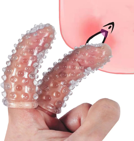 2-Piece Silicone Finger Sleeve Stimulator for Couples Intimate Play