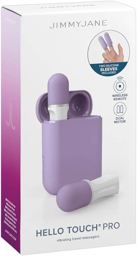 Jimmyjane Hello Touch Pro Rechargeable Remote-Controlled Finger Massager - Lavender and White