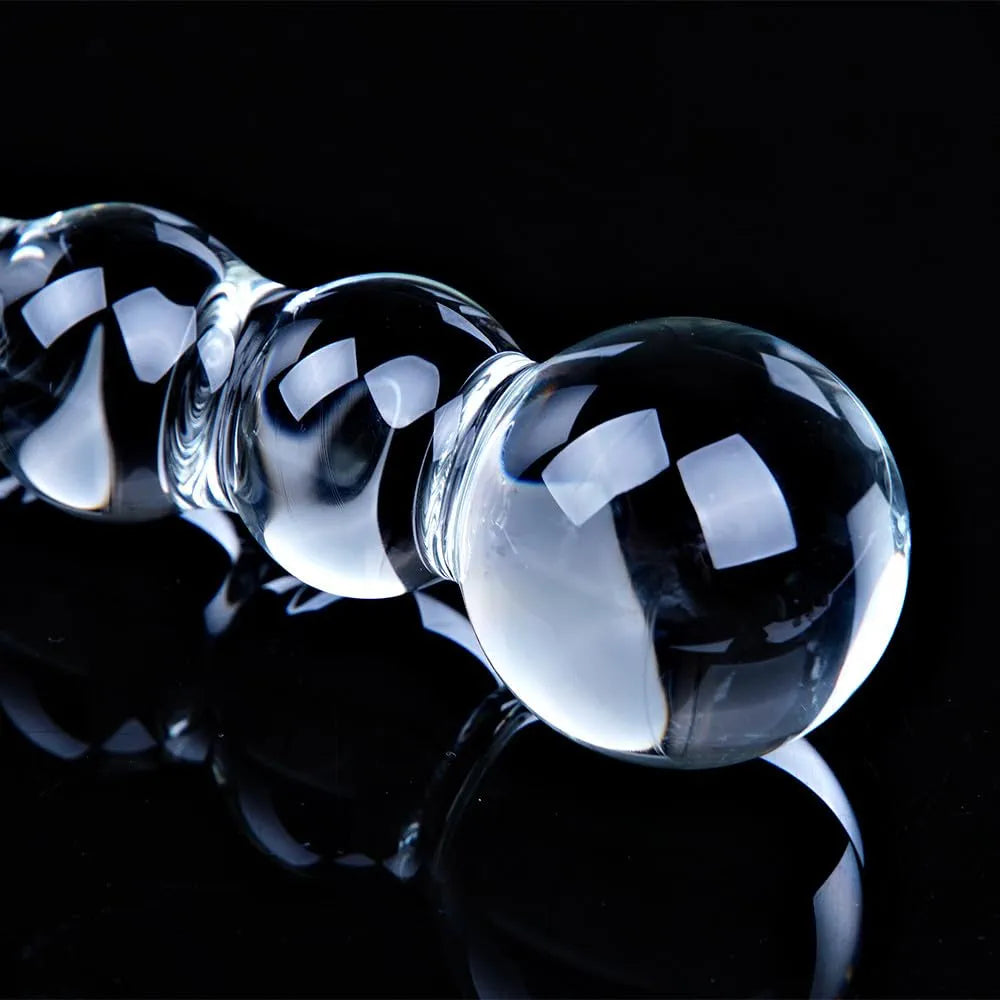 Premium Borosilicate Glass Anal Bead Plug - 7.9 Inch Conical Prostate Massager for Temperature Play