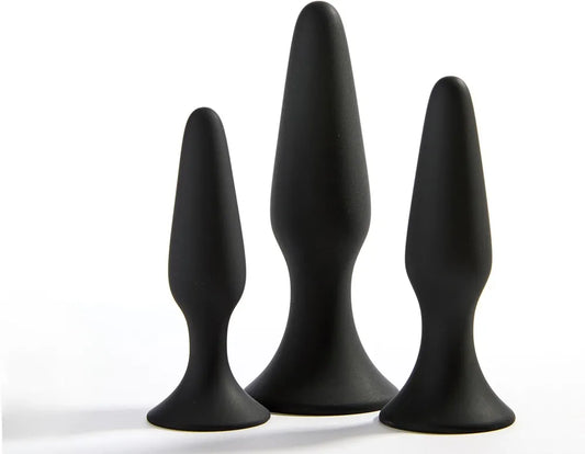 Premium 3-Piece Silicone Anal Training Plug Set with Suction Bases