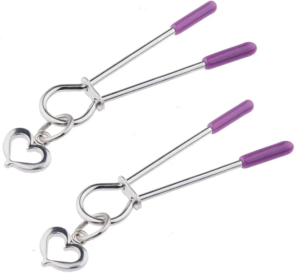 Adjustable Silicone-Tipped Nipple Clamps for Couples - Non-Piercing Nickel-Free Foreplay Jewelry