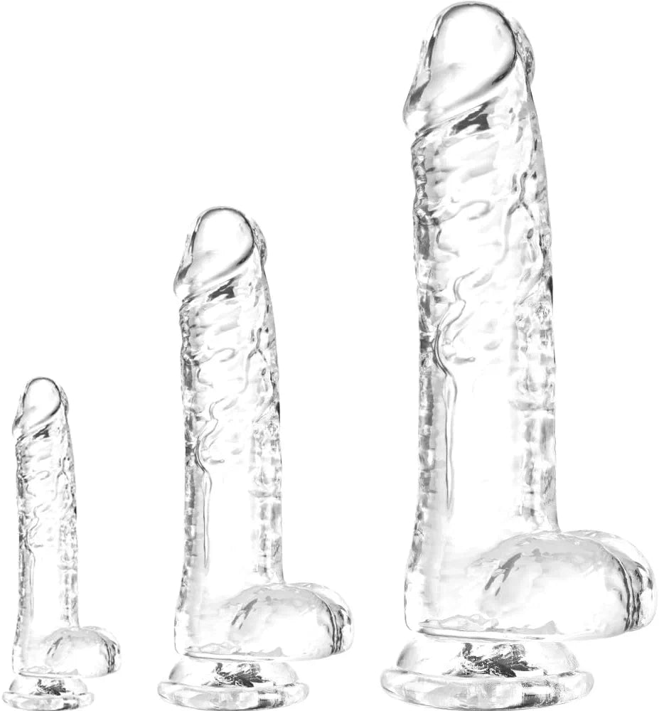 Realistic Clear Suction Cup Dildo Set - 3 Sizes for Anal and Vaginal Pleasure