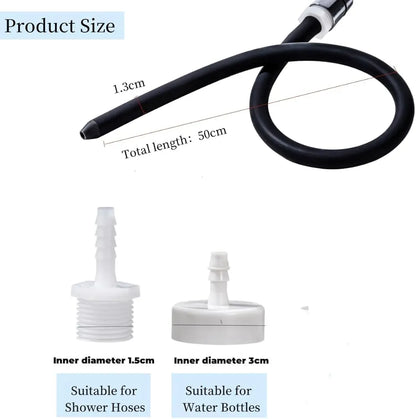Portable Travel Enema Kit with Silicone Nozzle and Dual-Size Adapters for Water Bottles and Shower Hoses