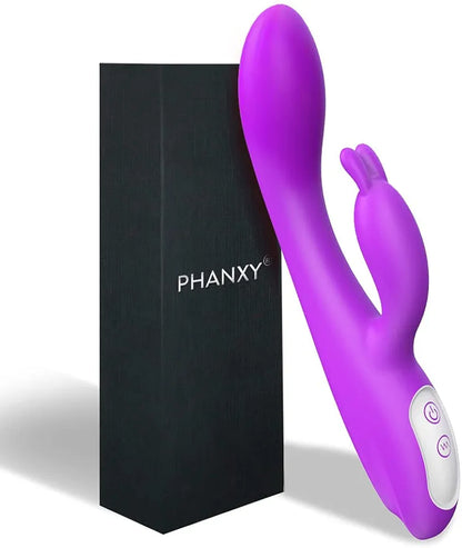 Heated Rabbit Vibrator with Bunny Ears for Dual G-Spot and Clitoral Stimulation, 9-Mode Waterproof Dual Motor Massager