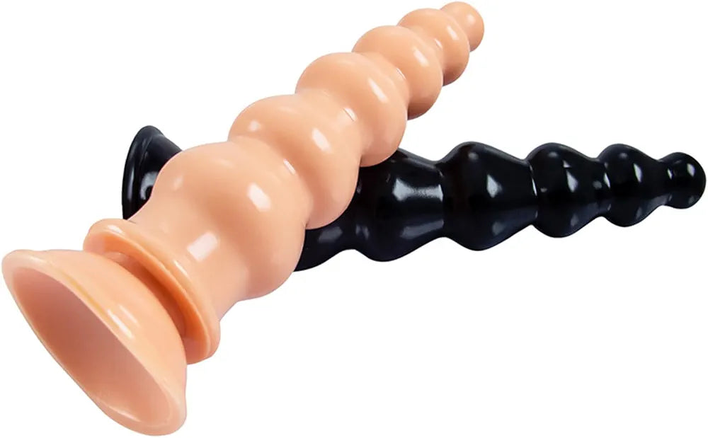 Premium 9.4-Inch Silicone Anal Beads with Suction Base and Clitoral Stimulator