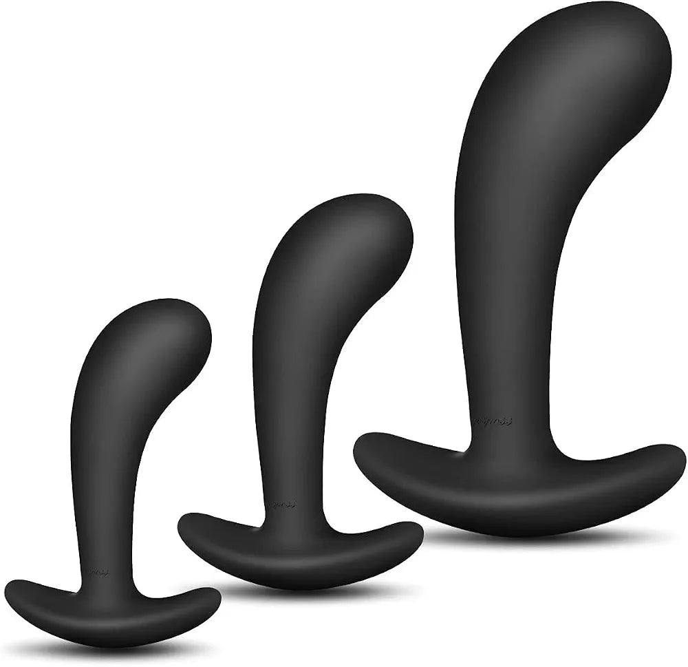 3-Piece Silicone Anal Training Plug Set with Flared Base for Beginners and Advanced Users