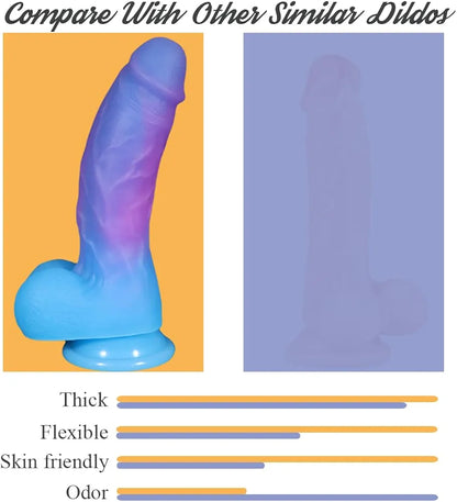 8-Inch Realistic Silicone Dildo with Suction Cup - Flexible G-Spot and Anal Stimulator