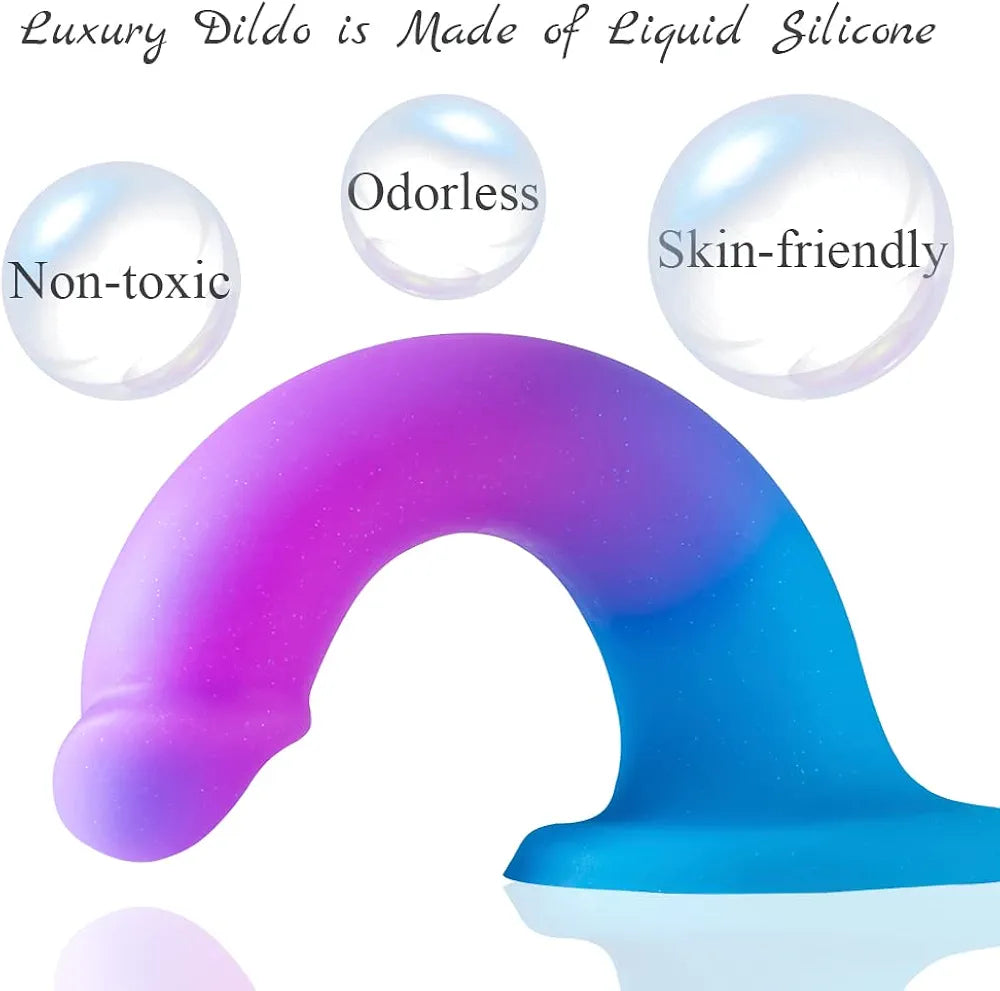 8-Inch Realistic Liquid Silicone Dildo with Suction Cup and Gradient Finish