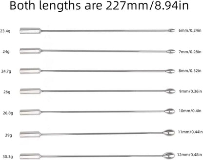 7-Piece Stainless Steel Urethral Dilator and Sounding Set for Male Stimulation