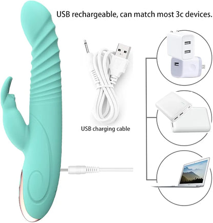 7-Mode Rabbit G-Spot & Clitoral Vibrator with Wand Massager for Couples