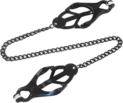 Adjustable Nipple Clamps with Connecting Chain for Sensual Stimulation and Bondage Play