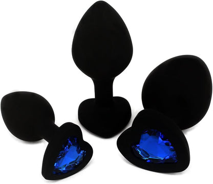3-Piece Heart-Shaped Jeweled Silicone Butt Plug Training Set