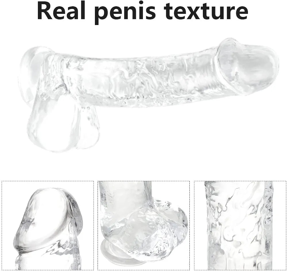 6-Inch Realistic Clear Suction Cup Dildo for Beginners