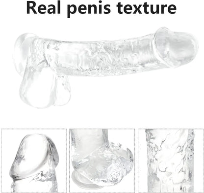 6-Inch Realistic Clear Suction Cup Dildo for Beginners