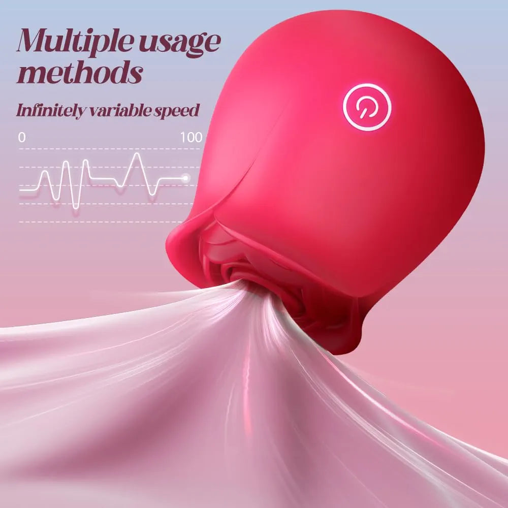 Rose-Shaped 2-in-1 Oral Suction and Clitoral Vibrator with 9 Stimulation Modes