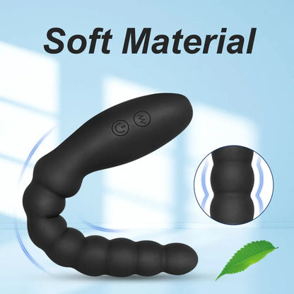 Premium Rechargeable Silicone Vibrating Anal Plug and Bead Stimulator for Couples