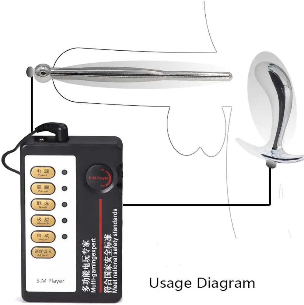 Dual-Use Stainless Steel Electroshock Urethral and Anal Plug Dilator Set for BDSM