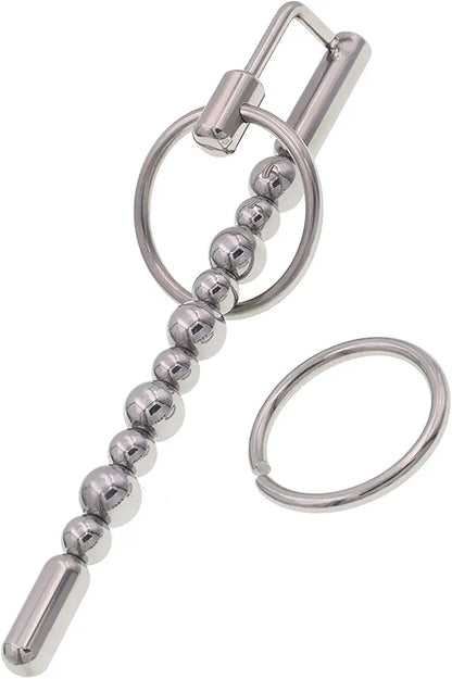 Stainless Steel Urethral Plug and Penis Ring Set for Male Electroshock Stimulation