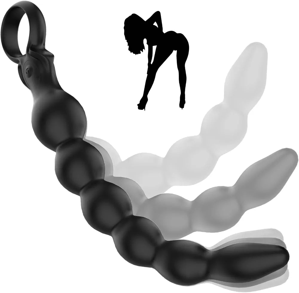 Premium Silicone Vibrating & Rotating Anal Bead Massager with 360-Degree Swinging Head