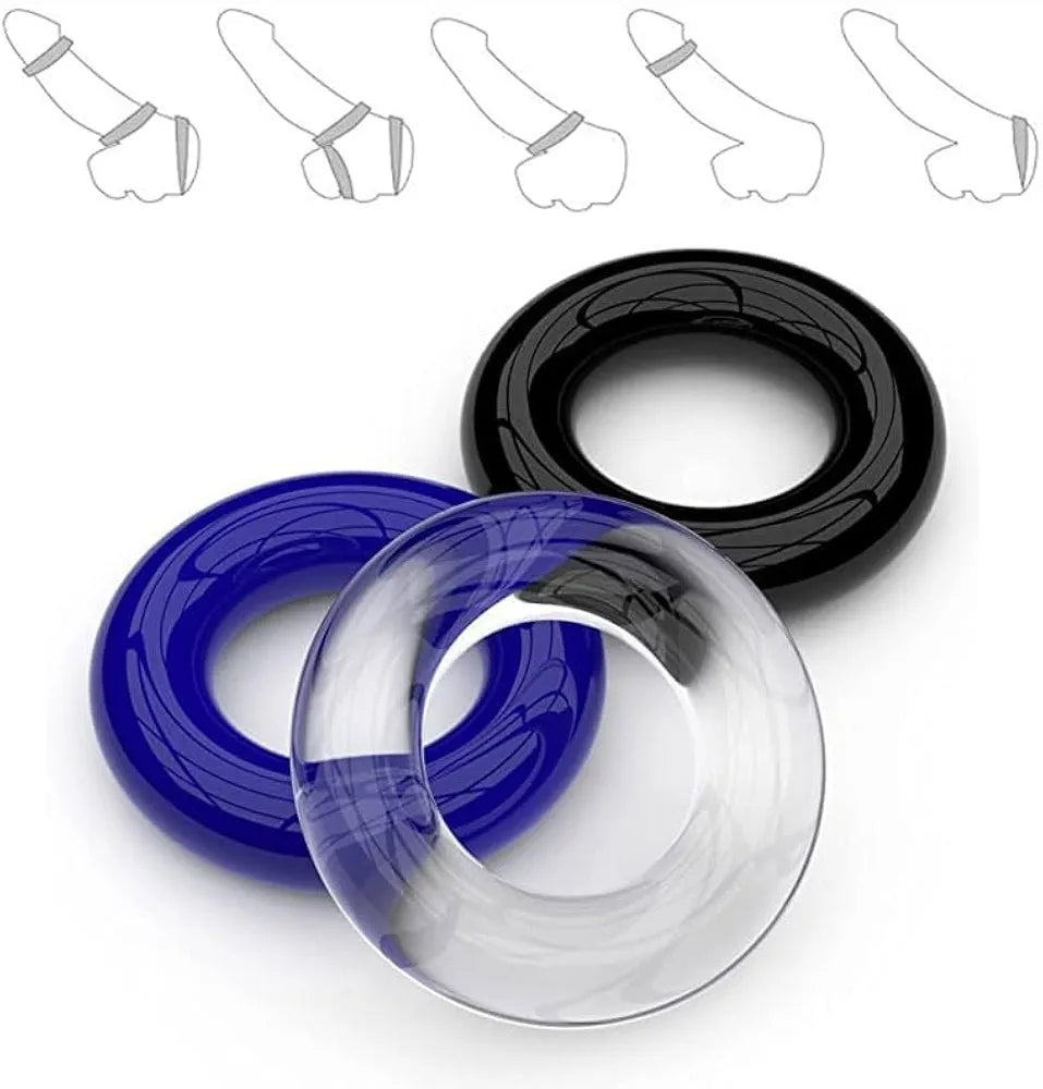 Premium Reusable Silicone Penis Enhancement Rings - 3 Pack
