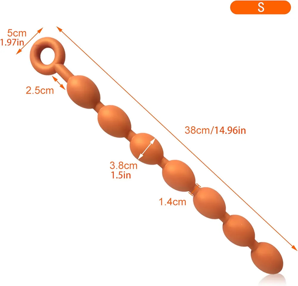 Premium Extra-Long Silicone Anal Beads with Pull Ring for Prostate Stimulation and Couples Play