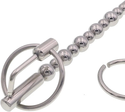 Stainless Steel Urethral Plug and Penis Ring Set for Male Electroshock Stimulation