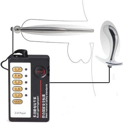 Dual-Use Stainless Steel Electroshock Urethral and Anal Plug Dilator Set for BDSM
