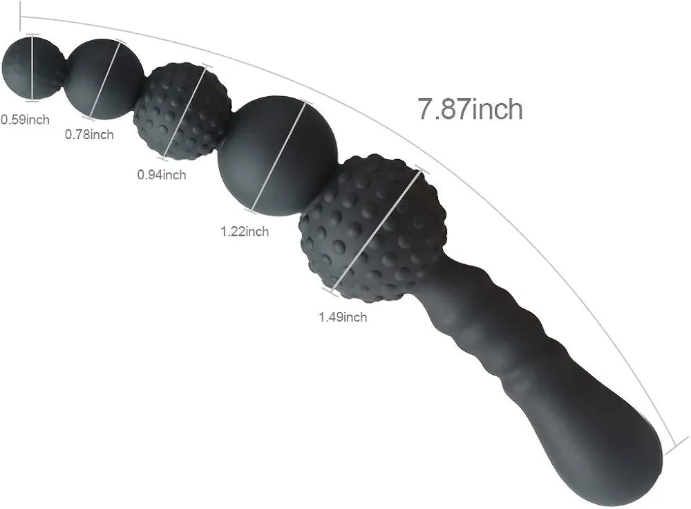 Premium Silicone Anal Bead Plug with Ergonomic Handle and Textured Stimulation