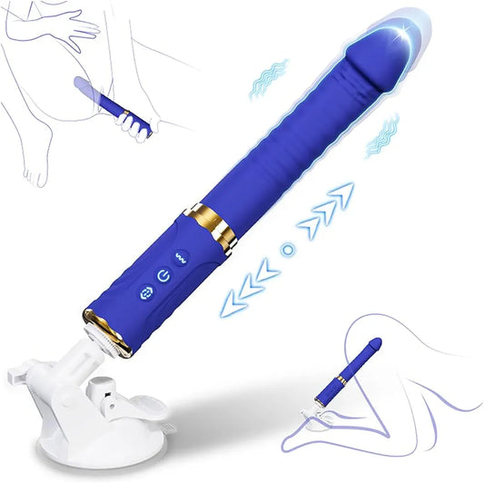 Realistic Hands-Free Thrusting Dildo Vibrator with 10 Vibration and 10 Thrusting Modes, Suction Cup Base for Couples