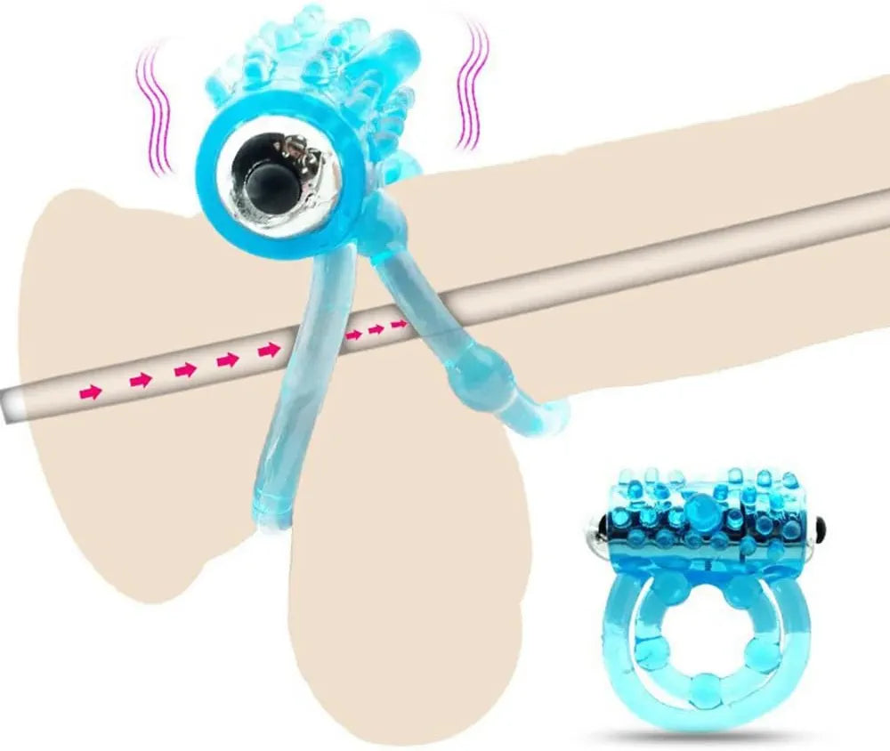 Dual-Ring Vibrating Penis Enhancer with Clitoral Stimulator for Couples