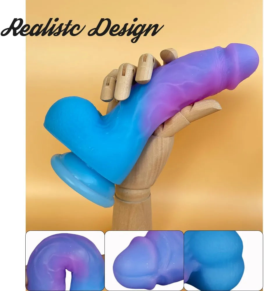 8-Inch Realistic Silicone Dildo with Suction Cup - Flexible G-Spot and Anal Stimulator