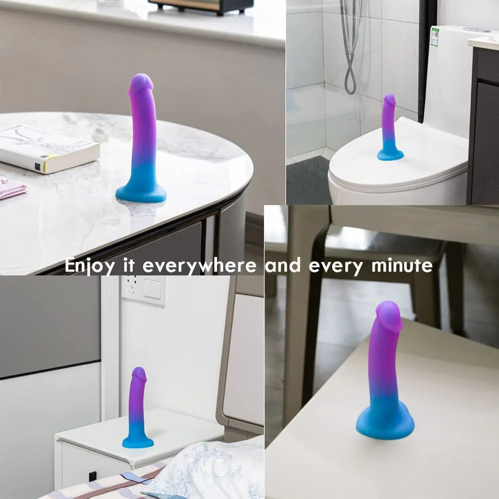 8-Inch Realistic Liquid Silicone Dildo with Suction Cup and Gradient Finish