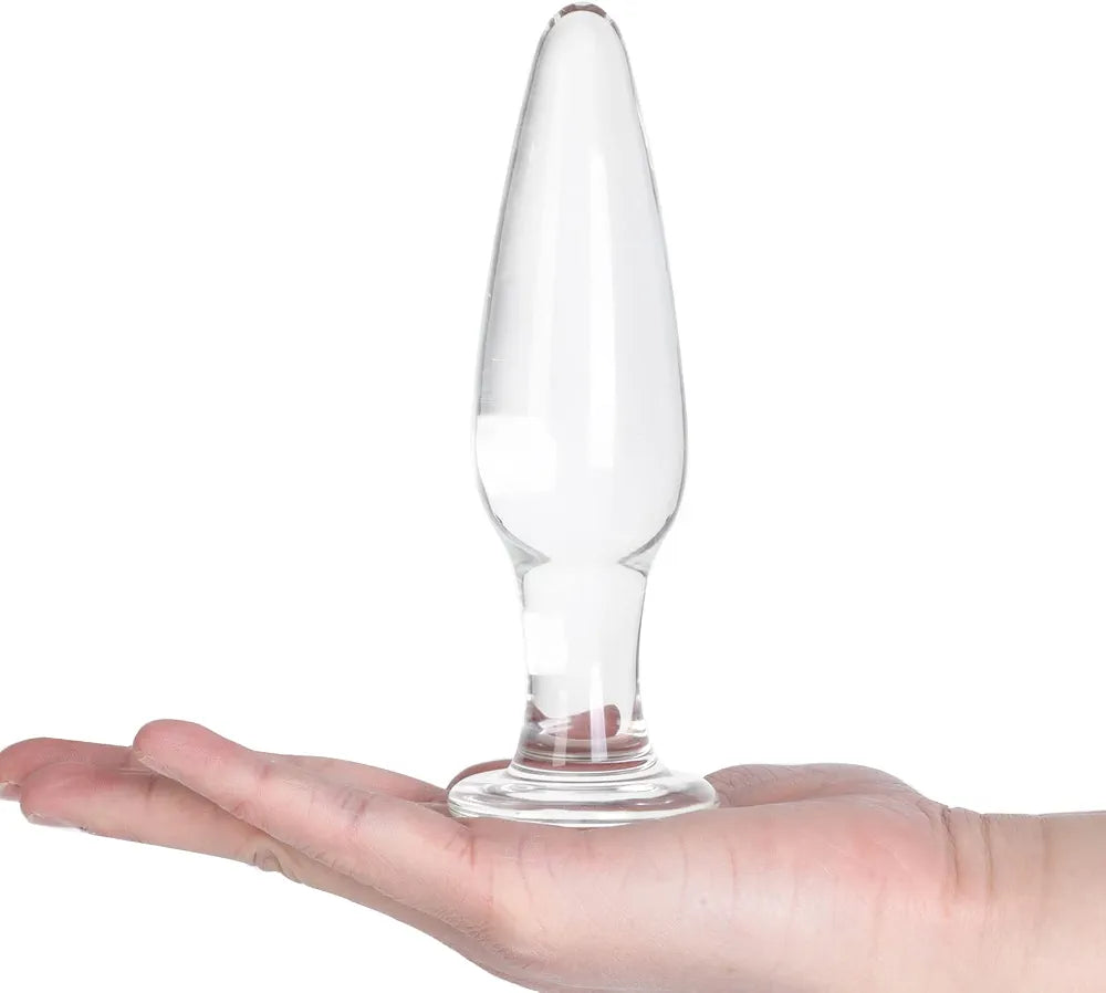 Premium 3-Piece Crystal Glass Anal Training Plug Set with Ergonomic Base
