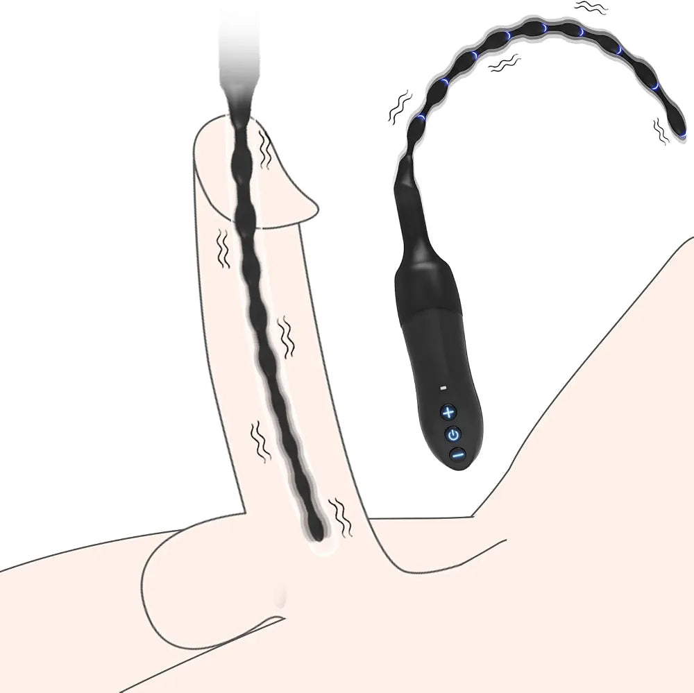 20-Mode Vibrating Urethral Sound and Dilator - USB Rechargeable Male Masturbator for Urethral Stimulation