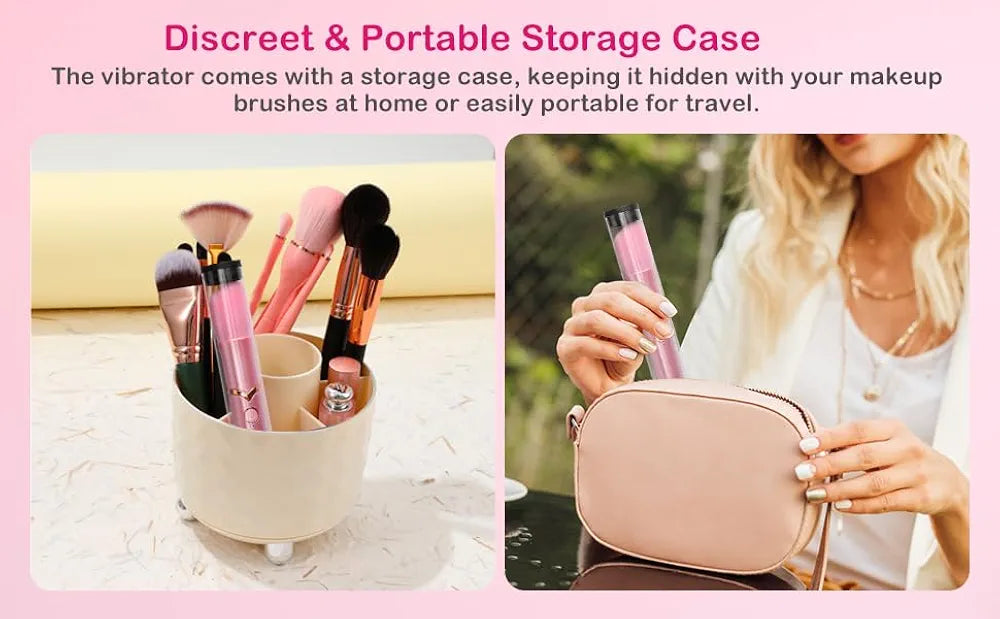 Discreet Lipstick Vibrator: 2-in-1 Makeup Brush & G-Spot Clitoral Stimulator for Women