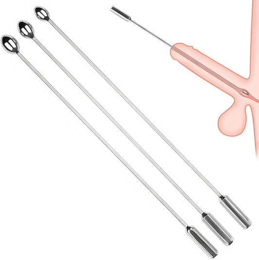 3-Piece Stainless Steel Urethral Sounding Dilator Set for Male Stimulation and Prostate Massage