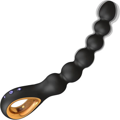 Auknut Rechargeable Silicone Anal Beads with 10 Vibration Modes and Pull Ring