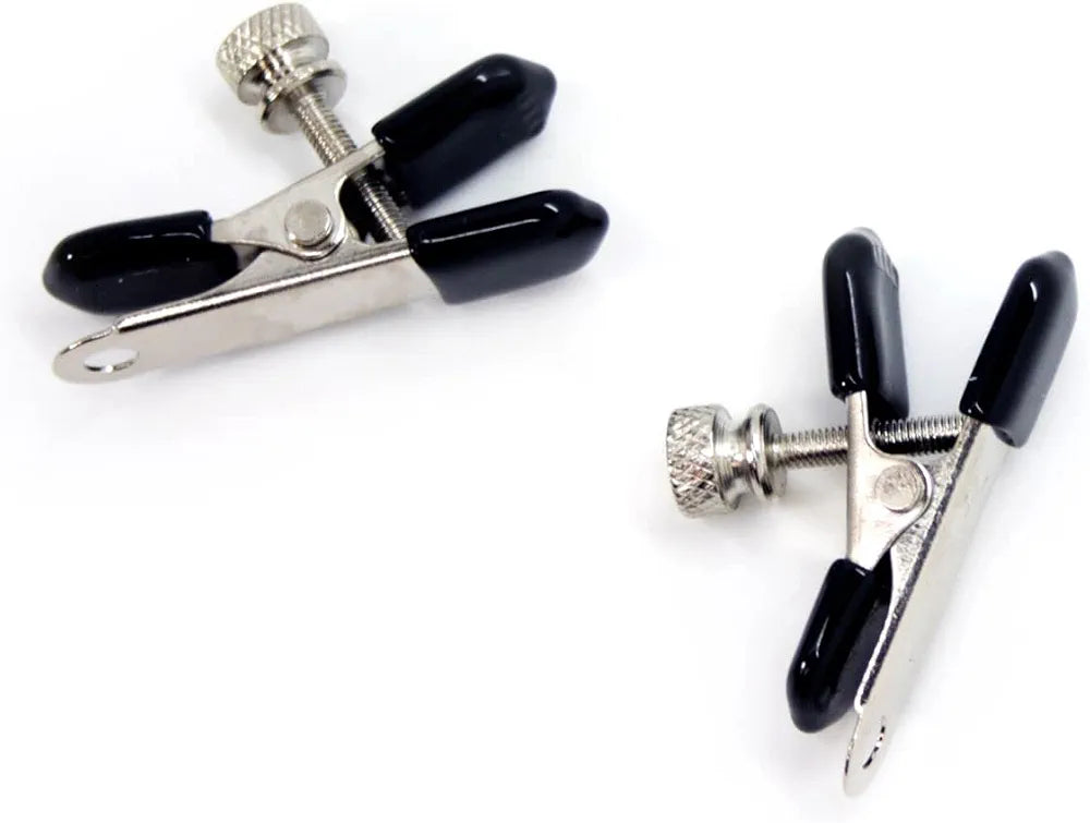 Adjustable Rubber-Coated Alligator Nipple Clamps for Erotic Bondage Play