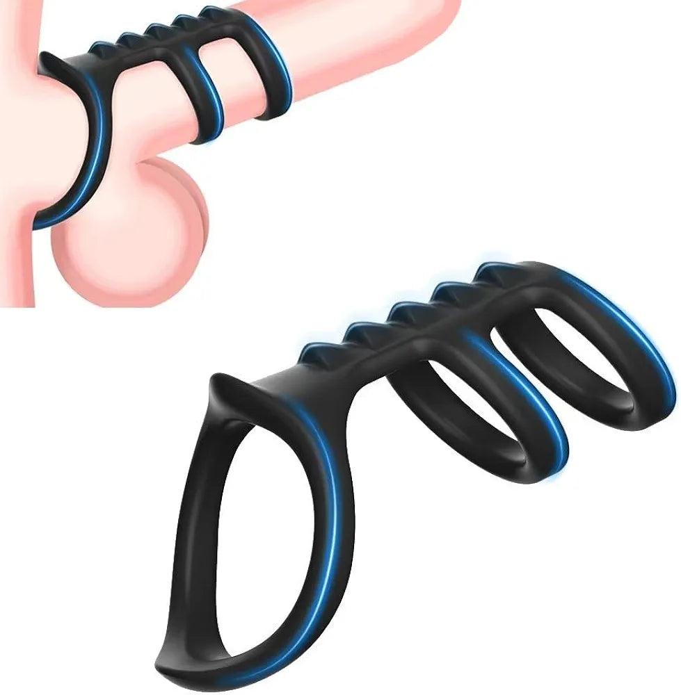 Silicone Cock Ring, Penis Sleeve Sex Toys Triple Cock Rings for Male Penis Enlarger Penis Extender Delay Ejaculation Enhance Erection Ball Stretcher