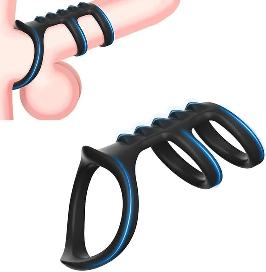 Silicone Cock Ring, Penis Sleeve Sex Toys Triple Cock Rings for Male Penis Enlarger Penis Extender Delay Ejaculation Enhance Erection Ball Stretcher