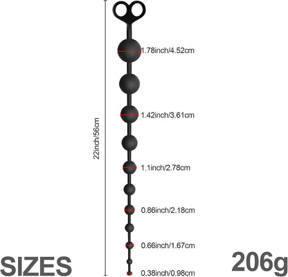 Graduated Silicone Anal Bead Trainer with Safety Pull Ring - 22 Inch