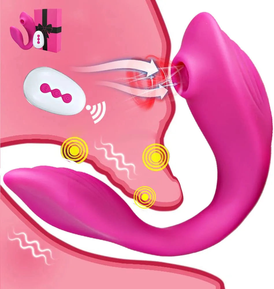 Bee-Shaped Wearable Remote Control Vibrator with 10 Sucking and Vibration Modes for Clitoral and G-Spot Stimulation