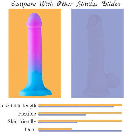 8-Inch Realistic Liquid Silicone Dildo with Suction Cup and Gradient Finish