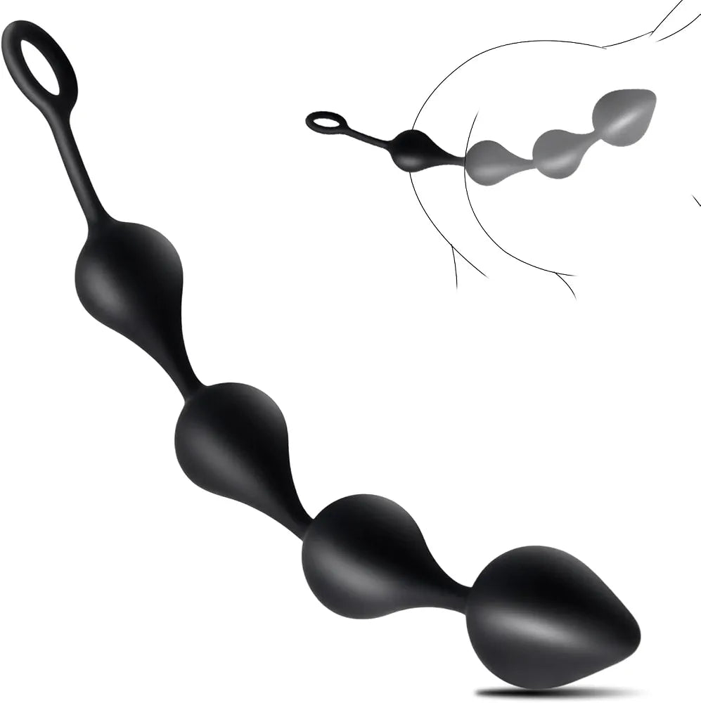 10.9-Inch Flexible Silicone Anal Bead Trainer with Pull String for Prostate Massage