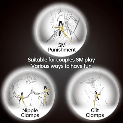 Adjustable Gold-Tone Nipple Clamps - Premium BDSM Bondage & Erotic Play Accessory